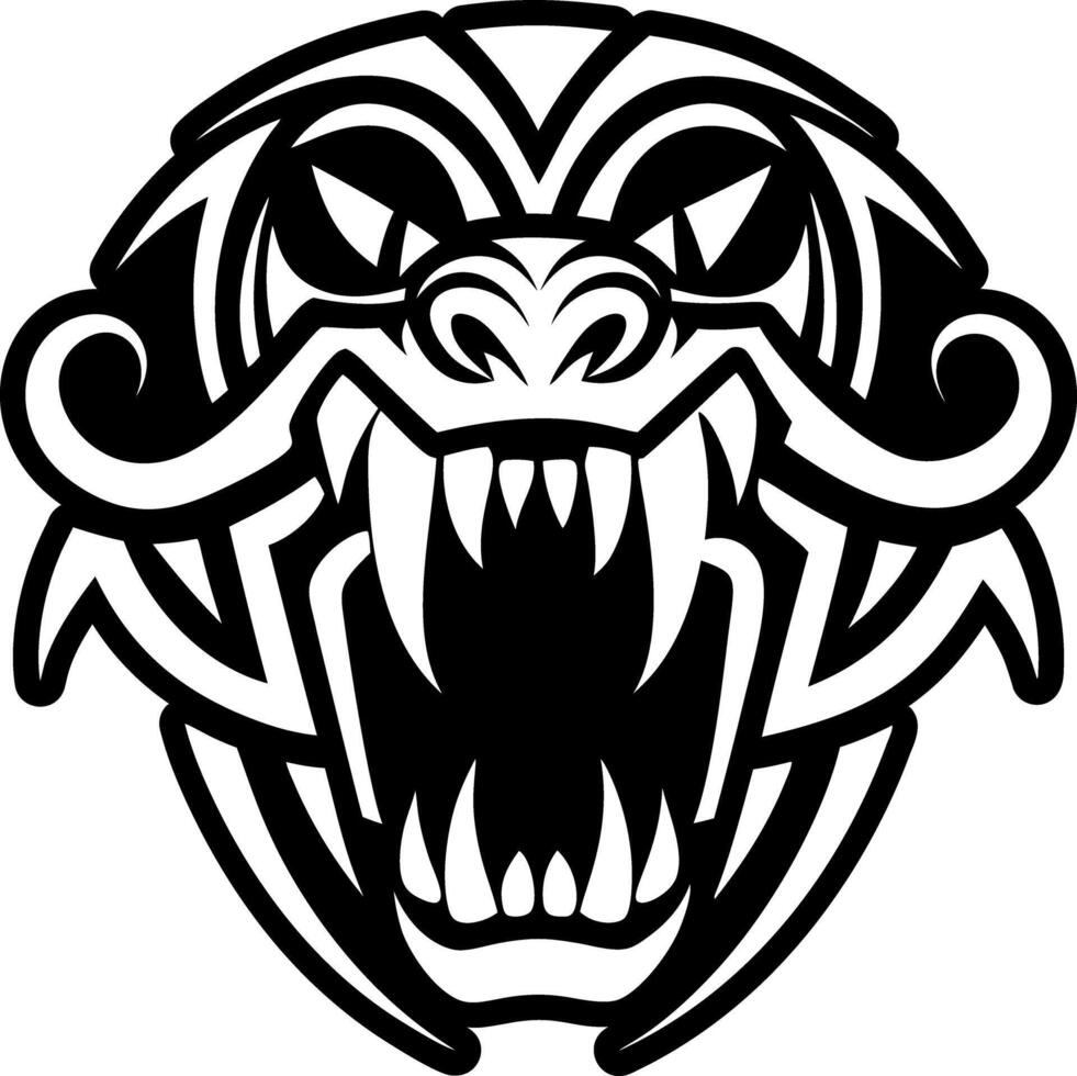 A solid style icon of beast creature tattoo vector