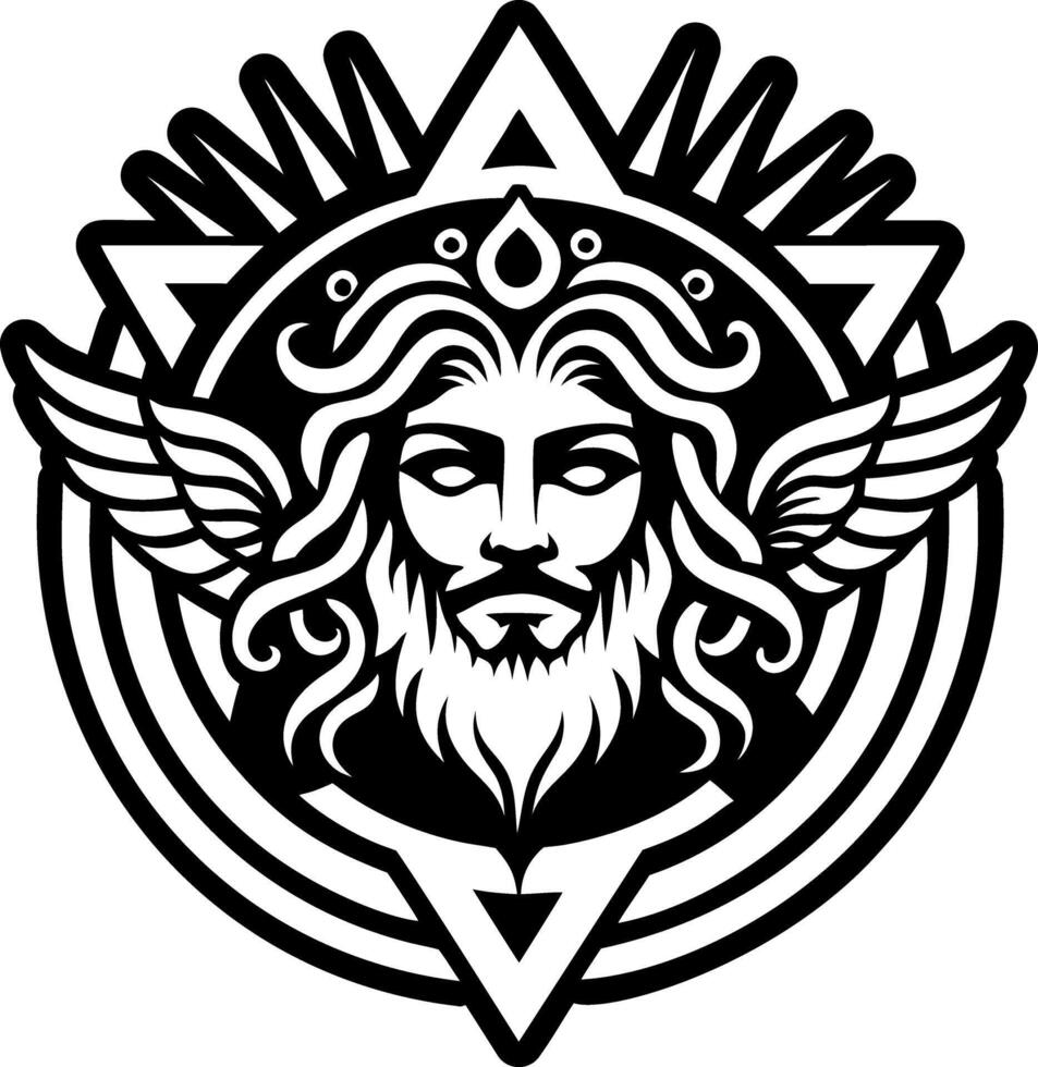 A glyph style icon of greek hero tattoo artwork vector