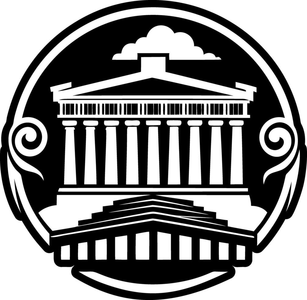 A filled style icon of acropolis ancient greek tattoo vector