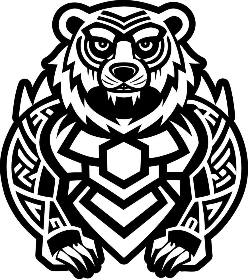 A bear with tribal tattoos on its chest vector