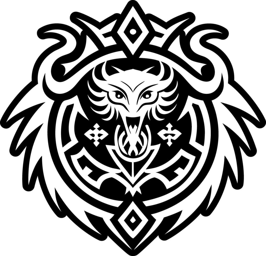 A tribal style logo with a dragon head vector