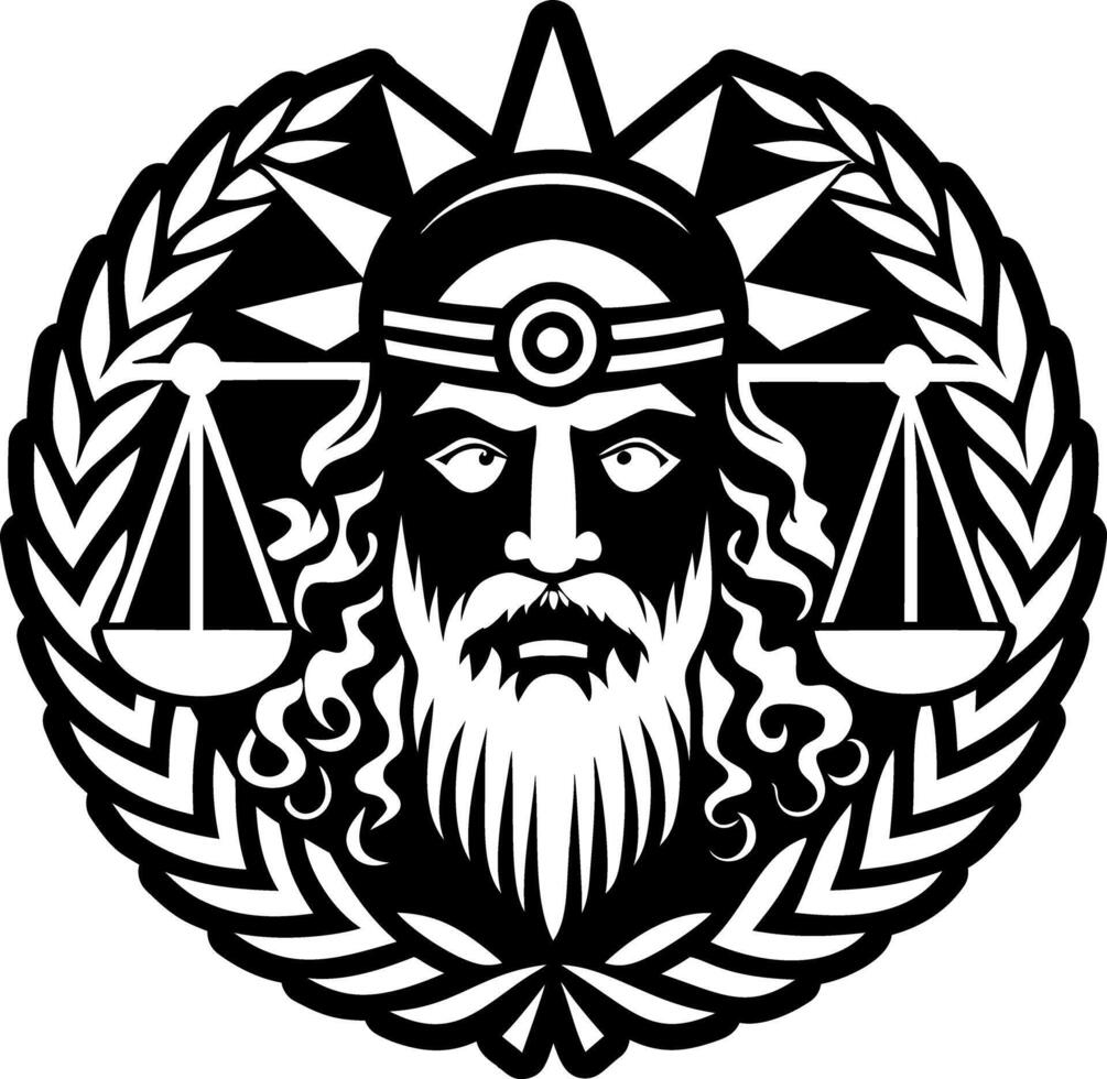 A solid style icon depicting greek judge vector
