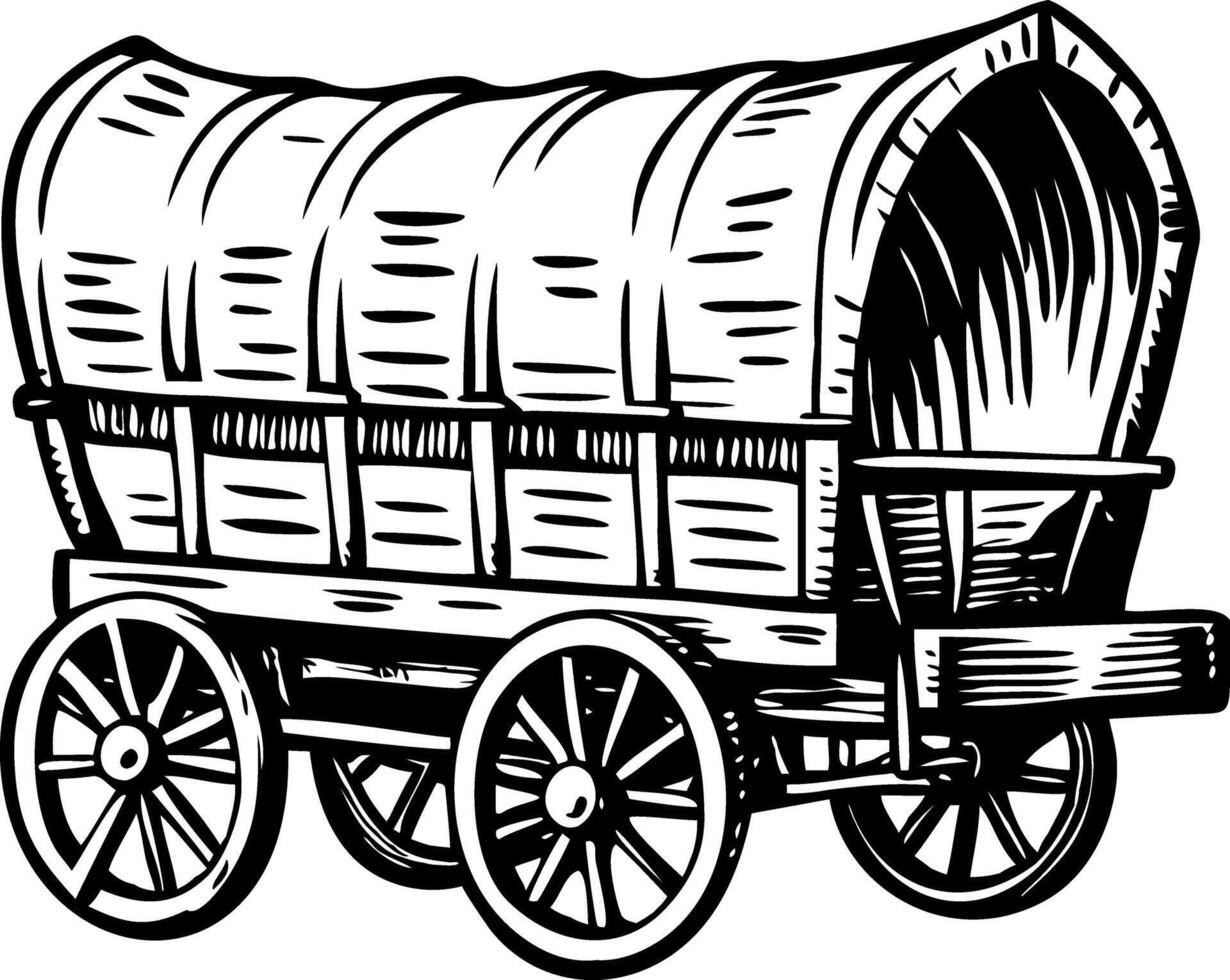 A vintage illustration of covered wagon vector