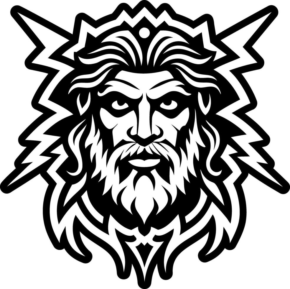 A solid style icon depicting thunder god vector