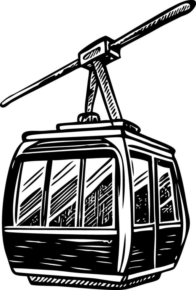 Vintage sketchy illustration depicting cable car vector
