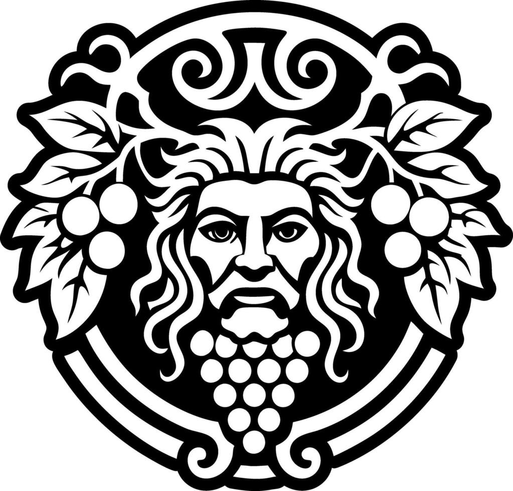 A filled style icon of grapevine god tattoo vector