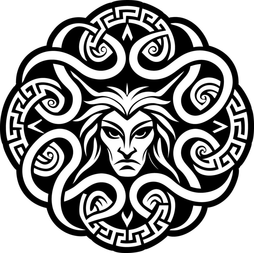 A glyph style icon depicting greek deity tattoo vector