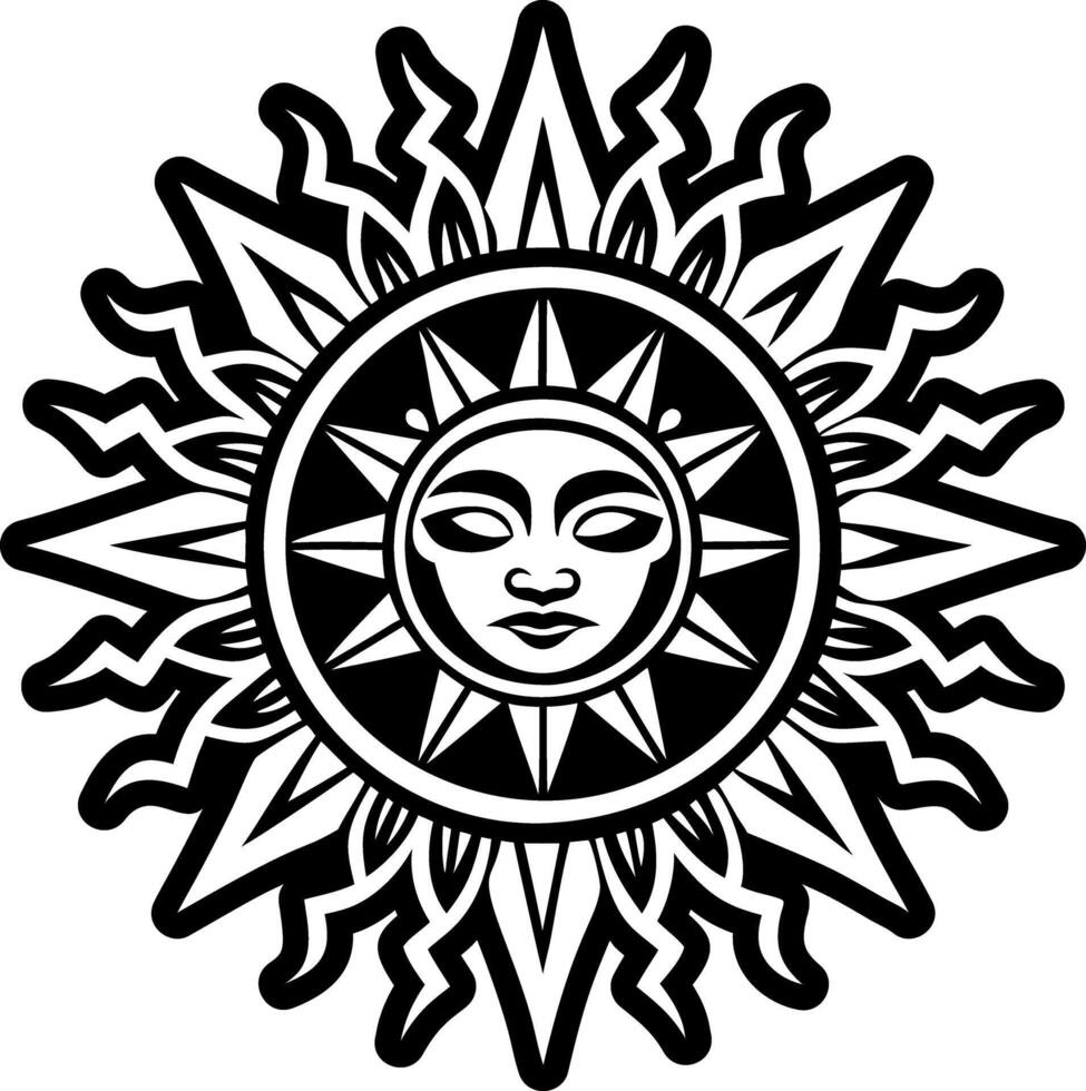 A filled style icon showing sun god tattoo vector