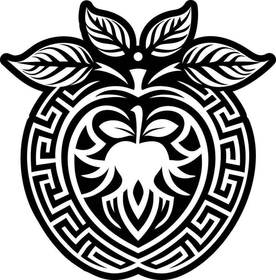 An apple with a greek design on it vector