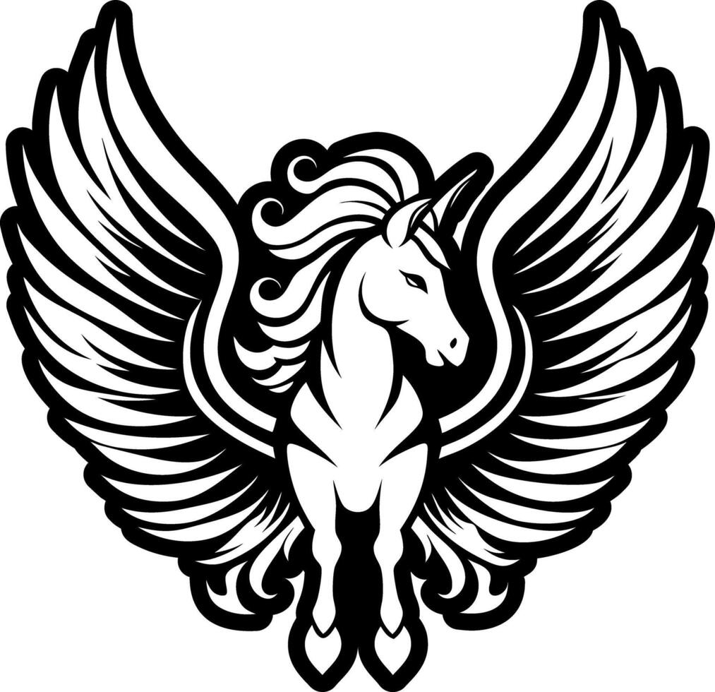 A filled style icon of pegasus flying horse tattoo vector