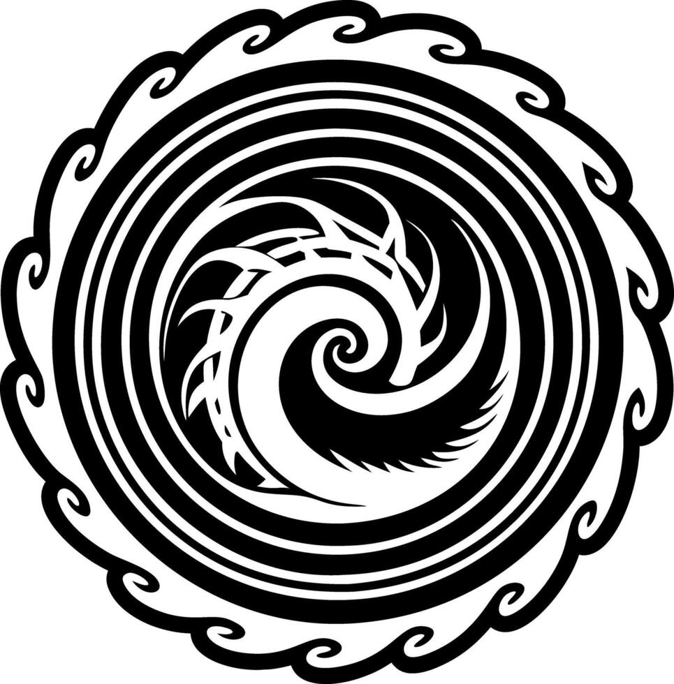 A filled style icon featuring spiral symbol tattoo art vector