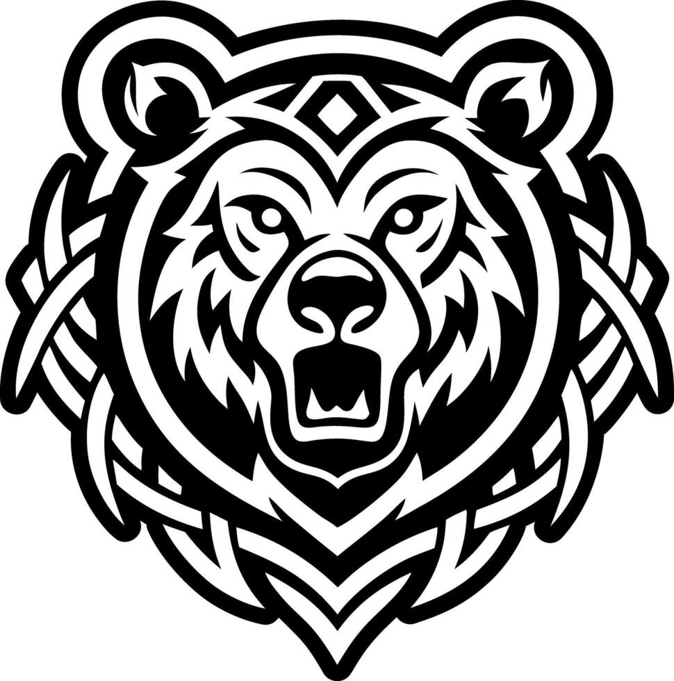 A bear head with a celtic design on it vector