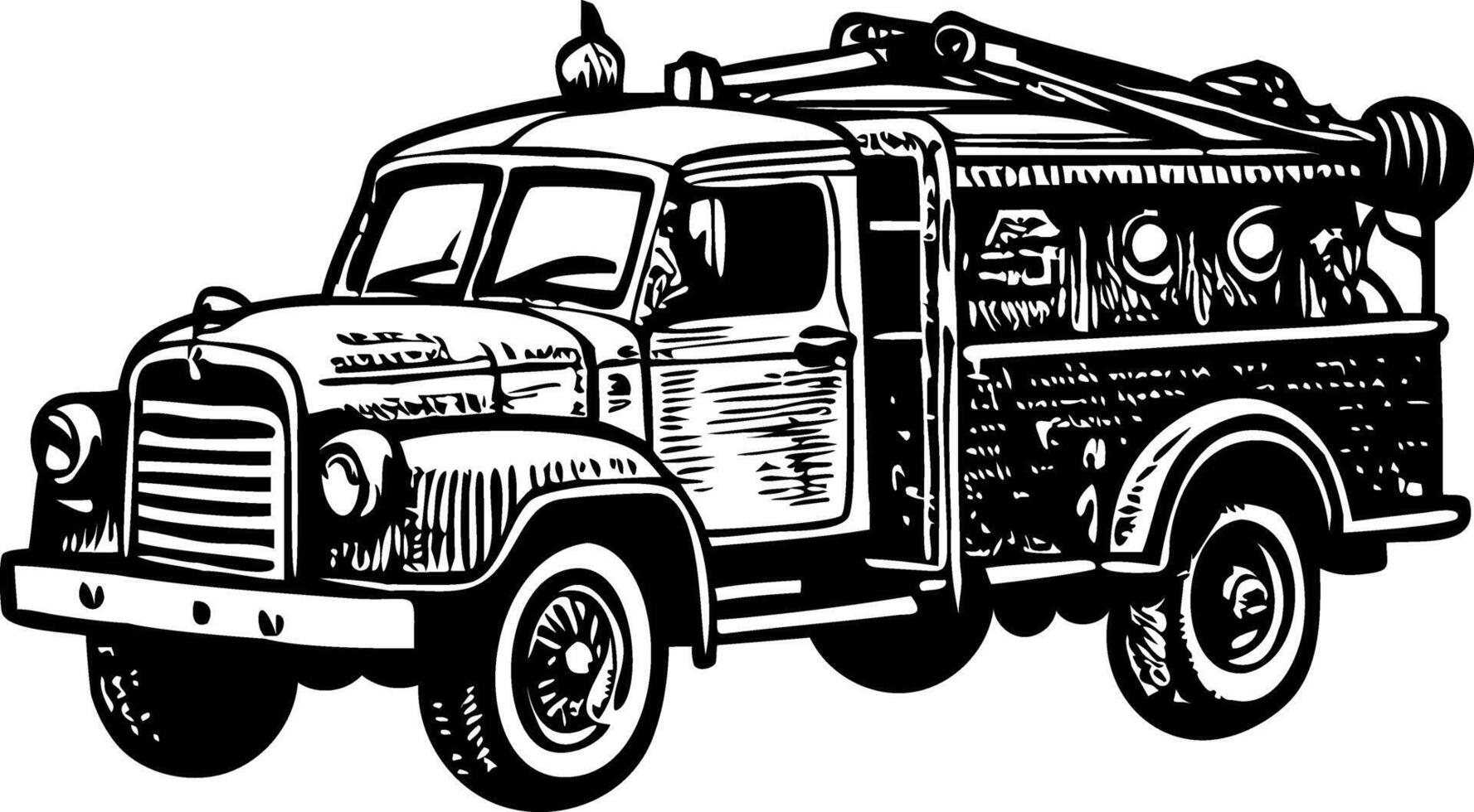 Vintage style illustration showing fire engine truck vector