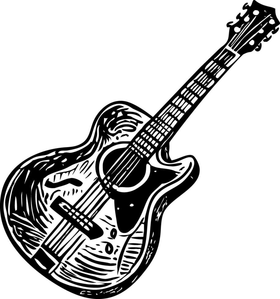 A vintage style illustration of guitar vector