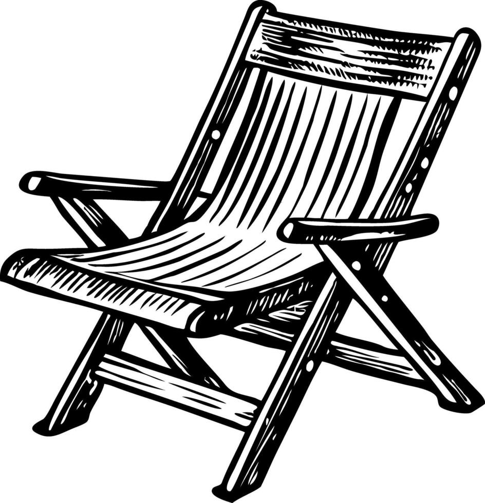 Folding chair illustration in vintage style vector