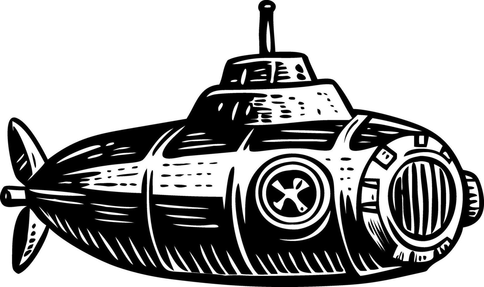 A vintage illustration of underwater submarine vector