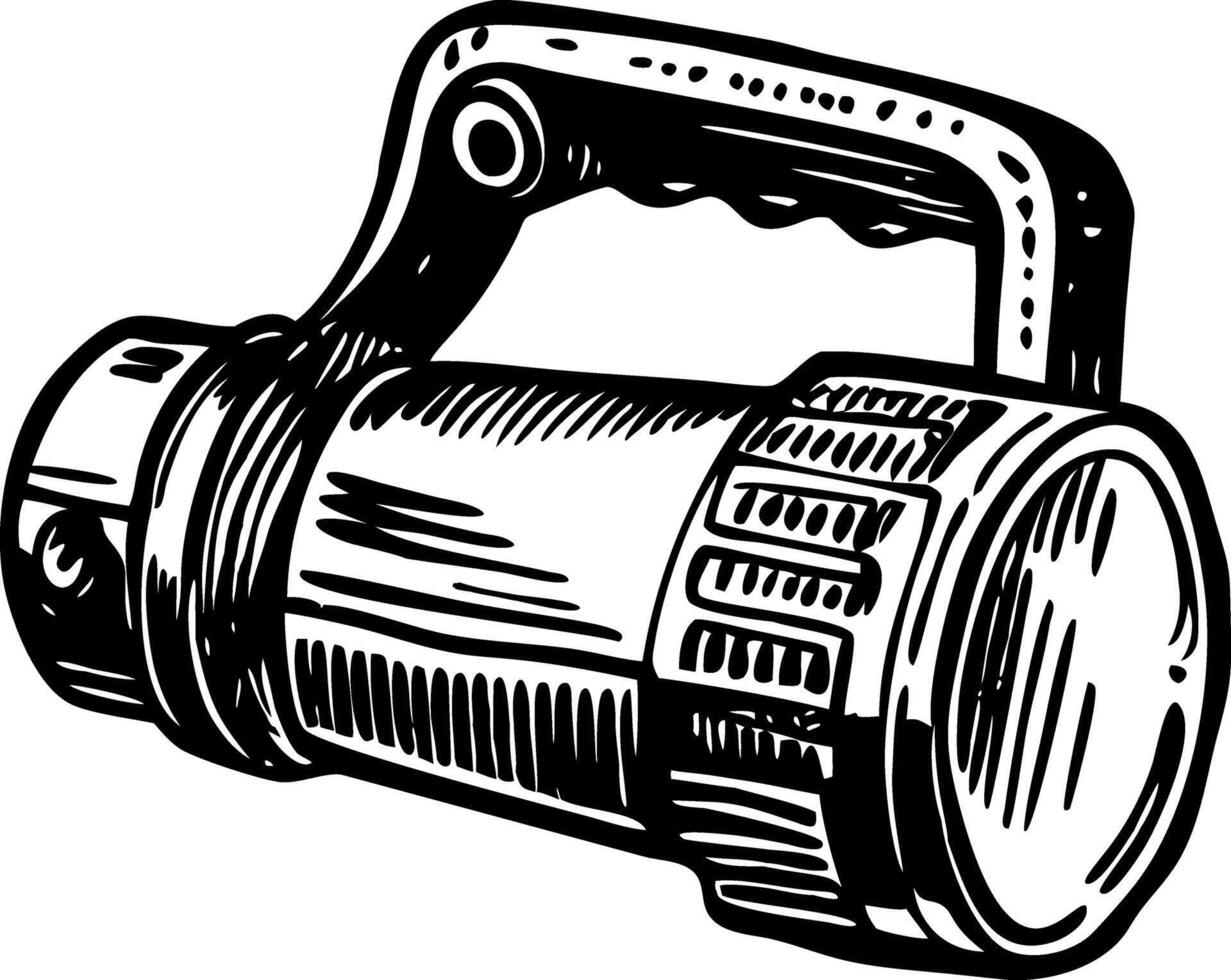 Portable flashlight illustration in vintage style vector