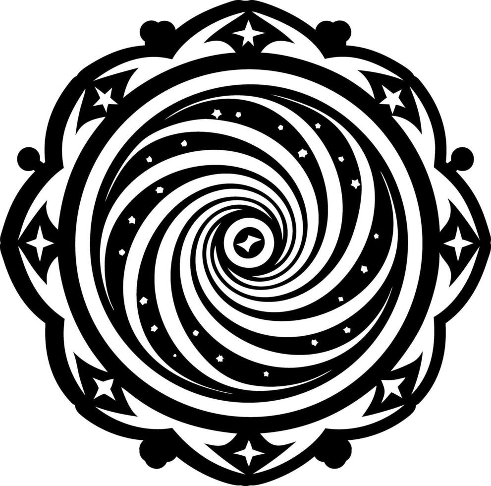 A filled style icon depicting spiral symbol vector