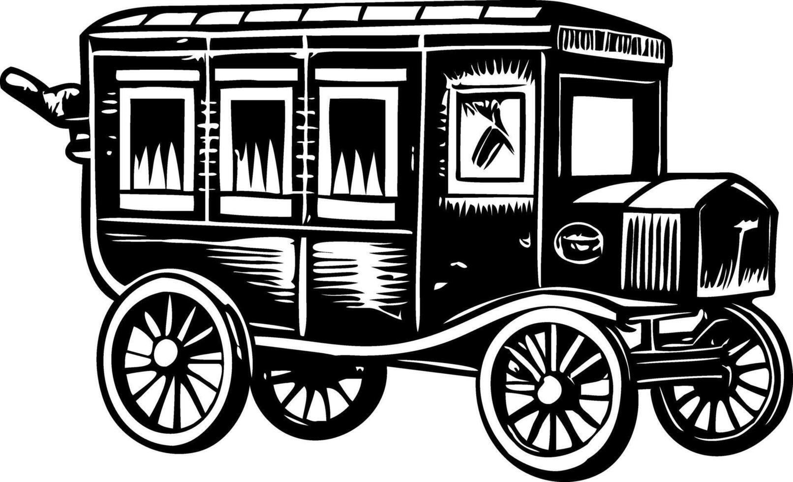 Sketchy style illustration showing vintage carriage vector