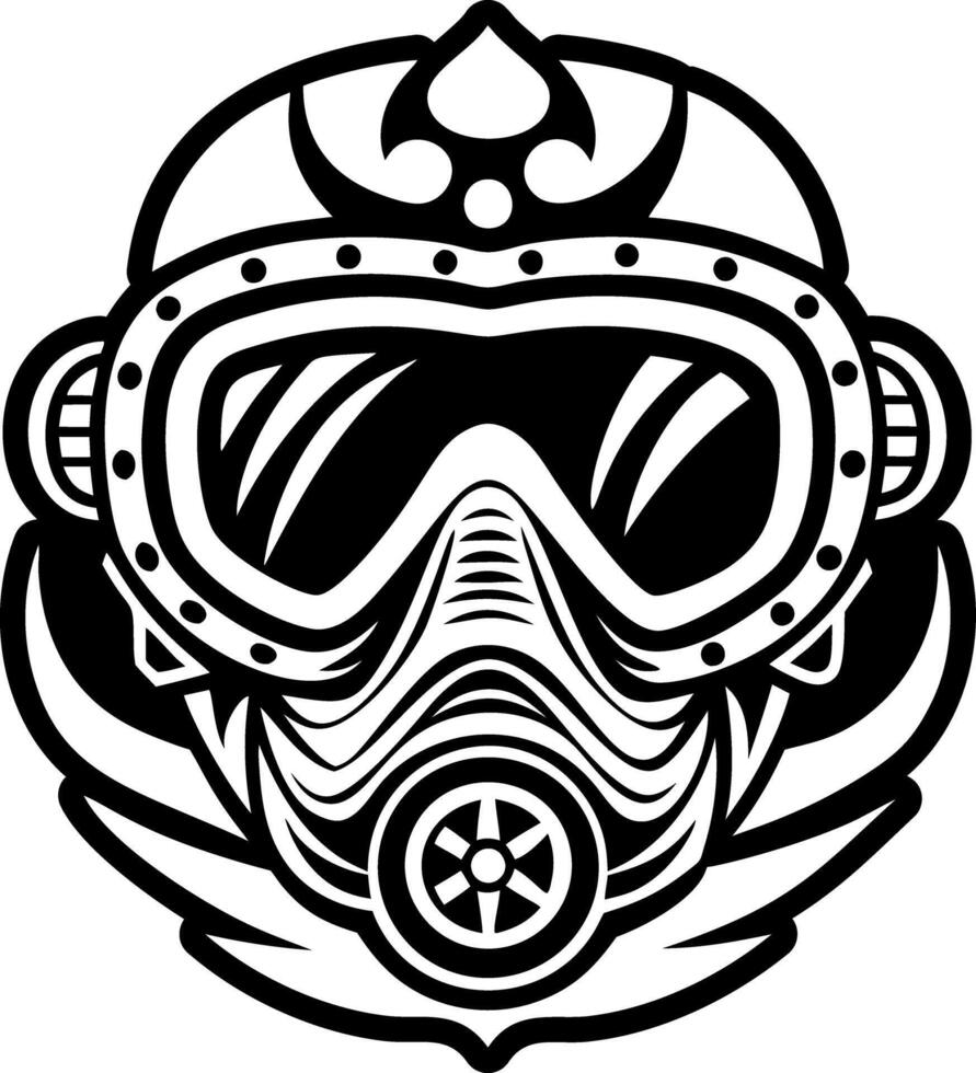 A filled style icon of scuba mask tattoo vector