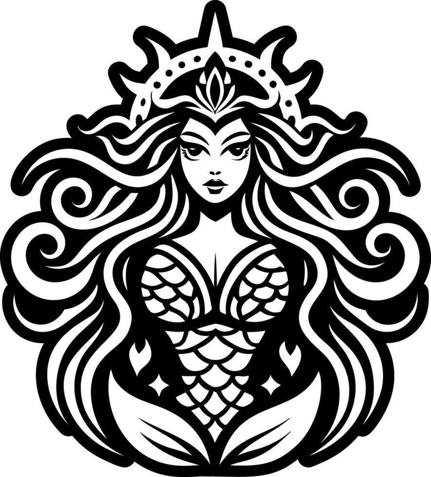 A filled style icon of sea goddess tattoo vector