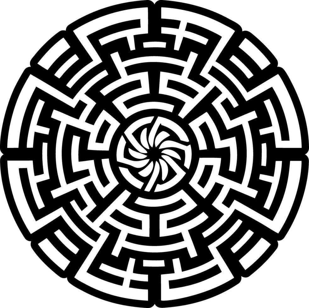 A solid style icon showing labyrinth vector