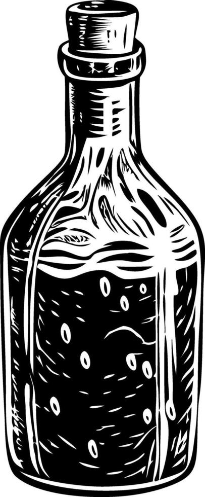 Glass bottle illustration in vintage style vector