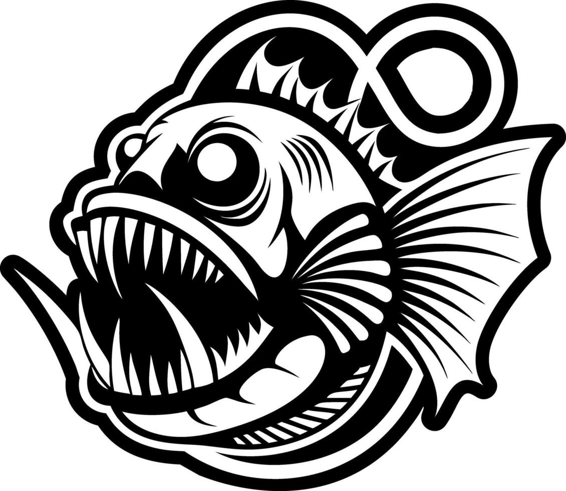 A solid style icon of anglerfish symbol vector