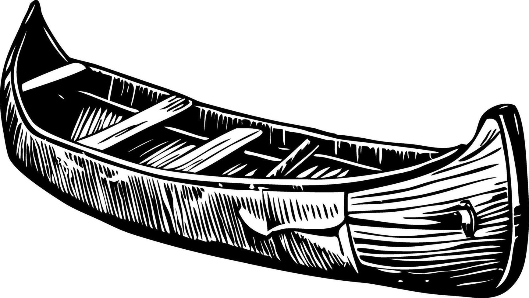 Sketchy style illustration showing vintage canoe vector