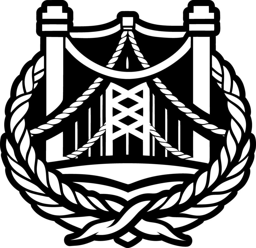 A solid style icon of bridge symbol vector