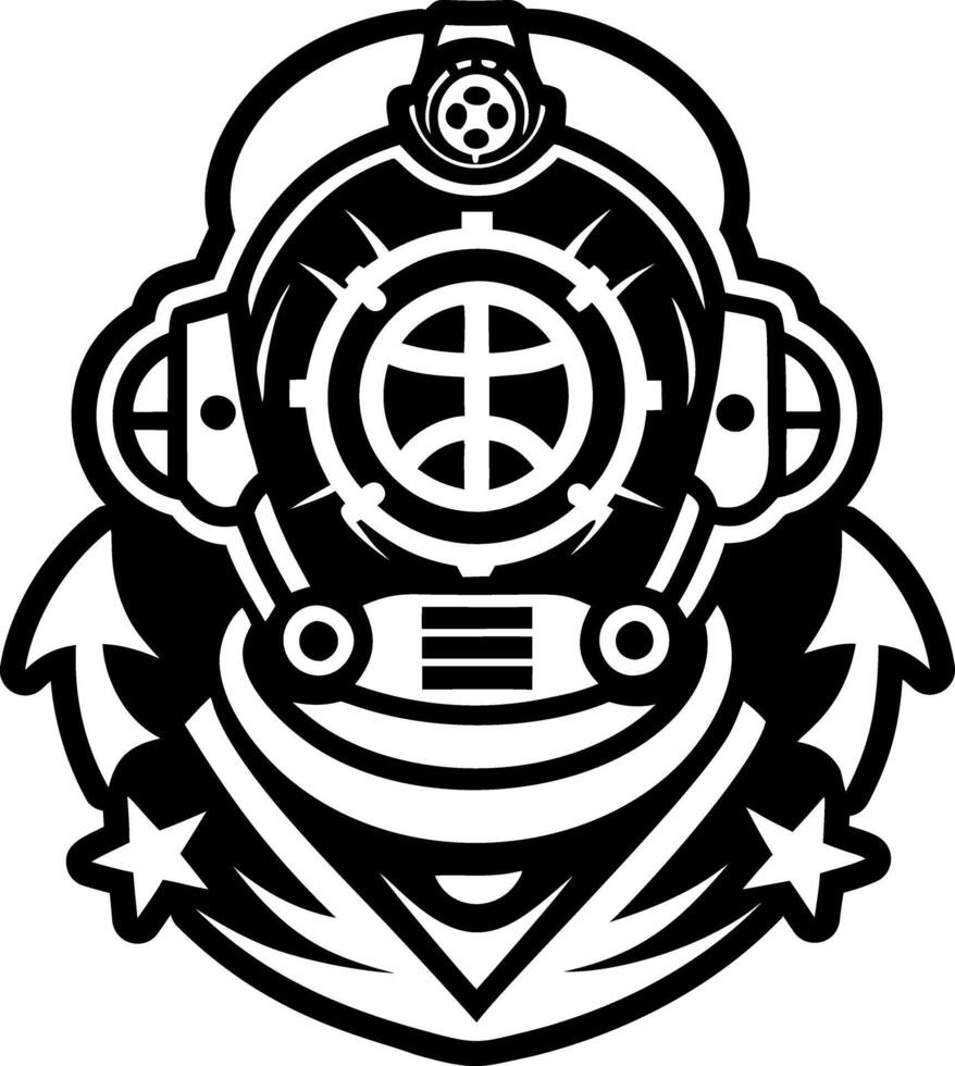 A glyph style icon of sea diver tattoo vector