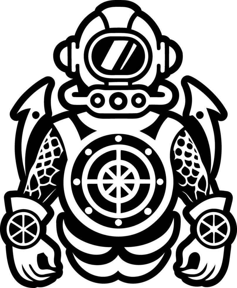 A solid style icon of diver tattoo vector
