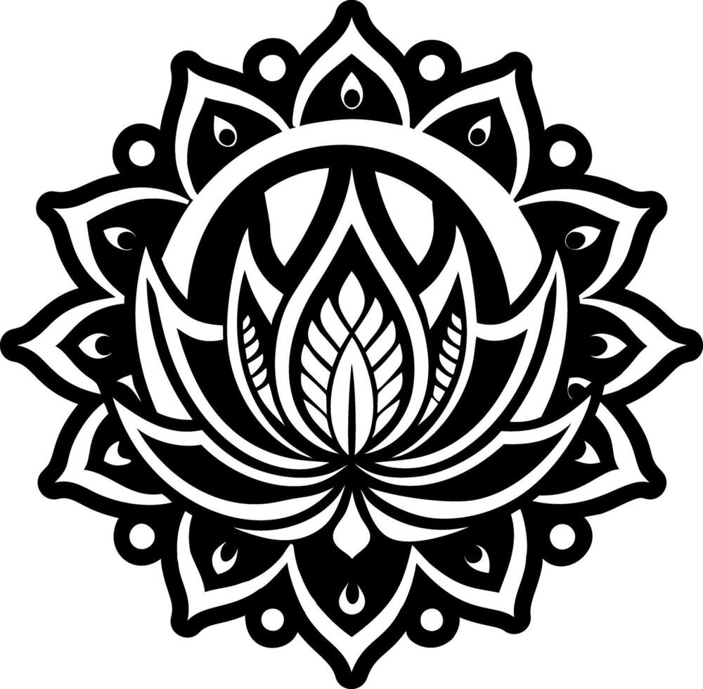 A solid style icon of lotus flower tattoo vector