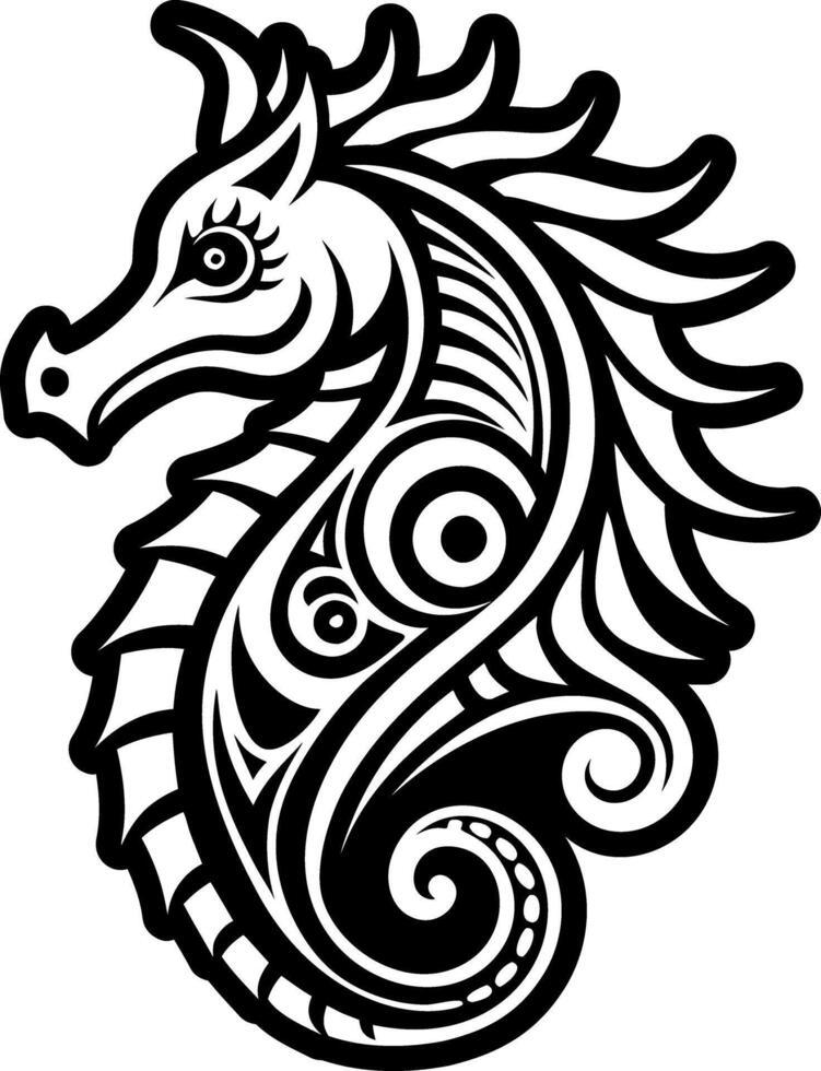 A glyph style icon of seahorse tattoo vector