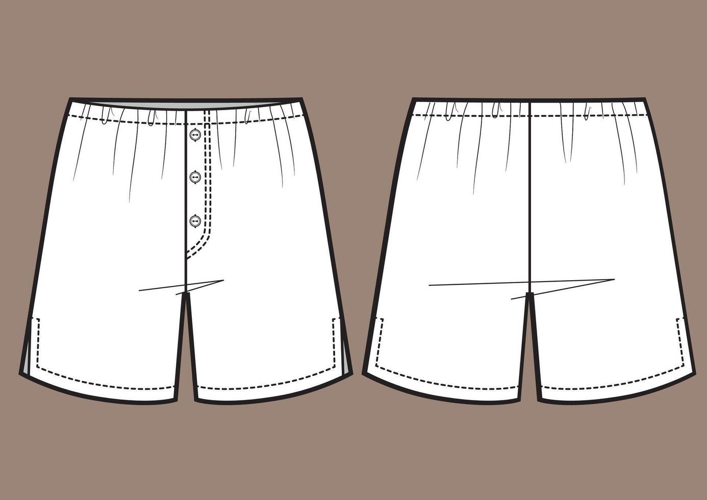 Sketch Men Boxers Pants. Wide fit. Bottom clasp on front vector