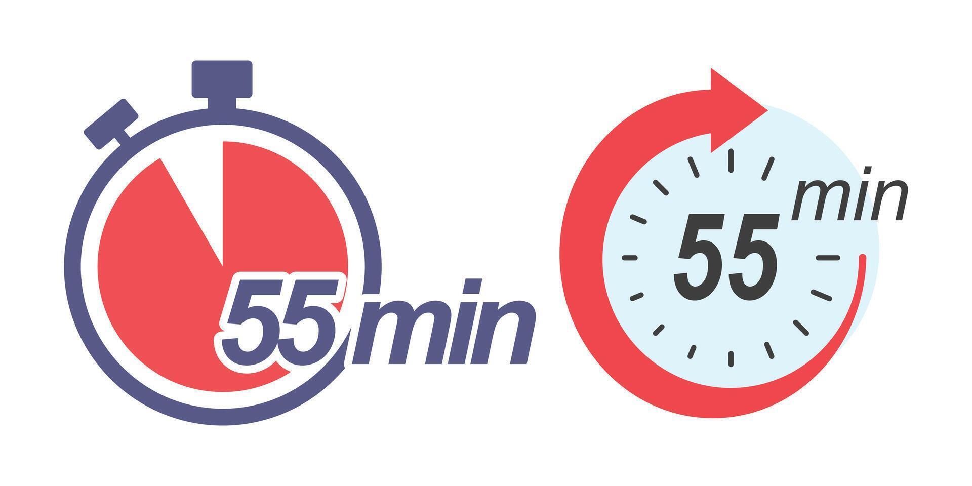 Clock time icon for fifty five minutes vector