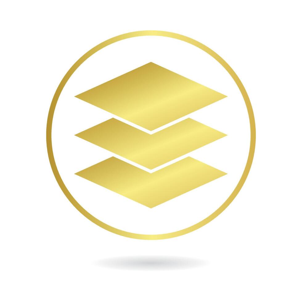 Stylish three layered gold premium flat design vector