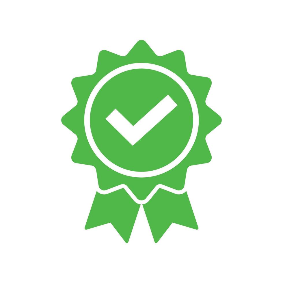 Approved checkmark icon in green flat style vector