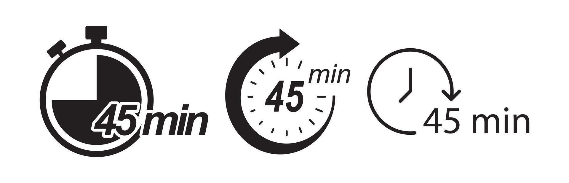 Black style icon showing forty five minutes vector