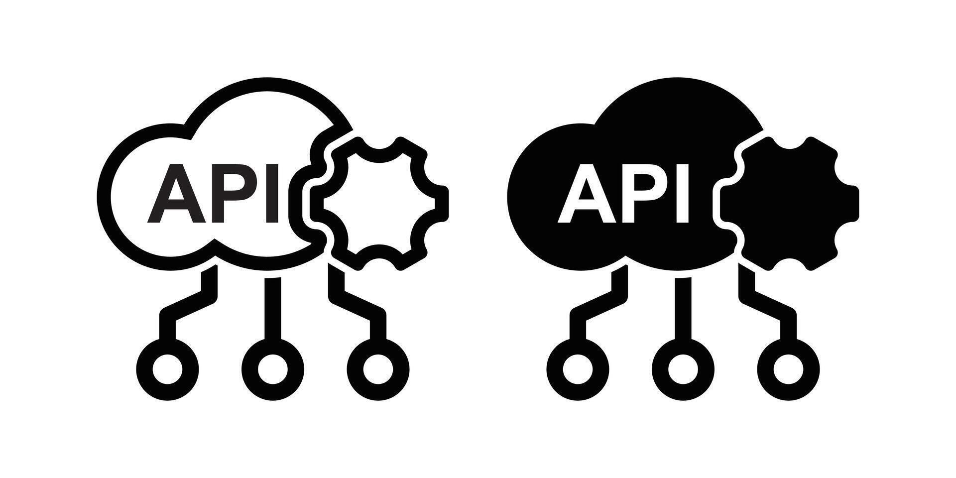 Icon set representing api data connection interfaces vector