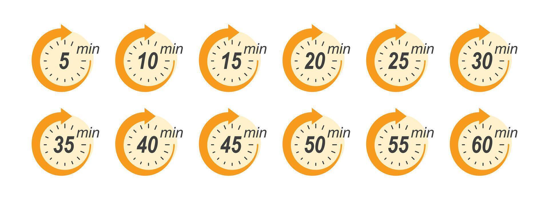 Yellow arrow icons representing multiple time durations vector