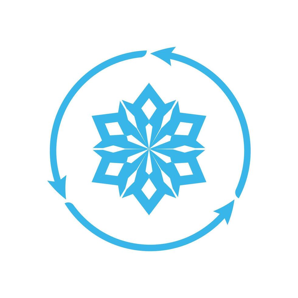 Flat icon showing abstract freezing snowflake shape vector