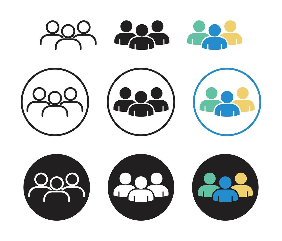 Three human figures representing group or team vector