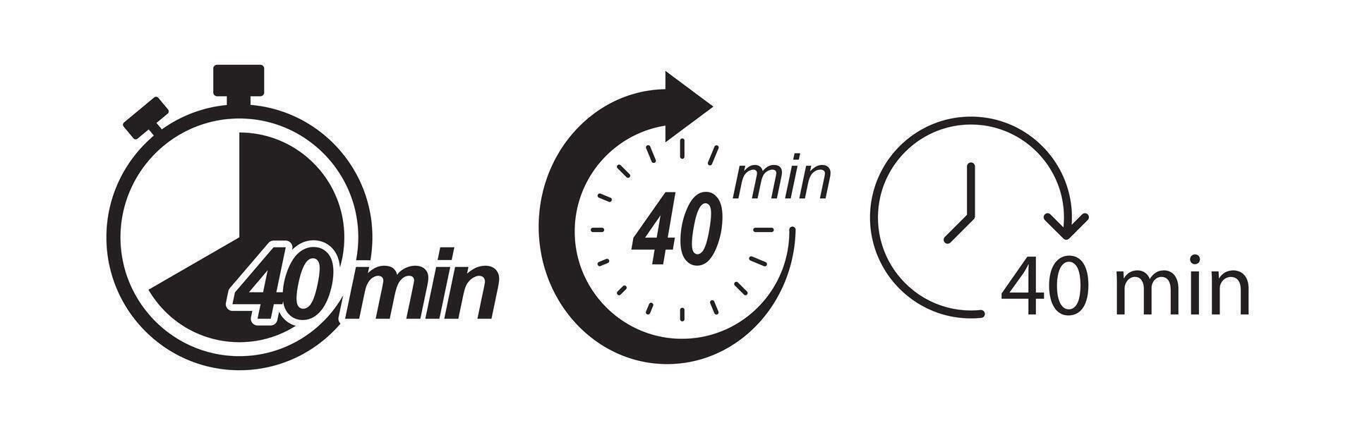 Black icon showing forty minutes countdown time vector