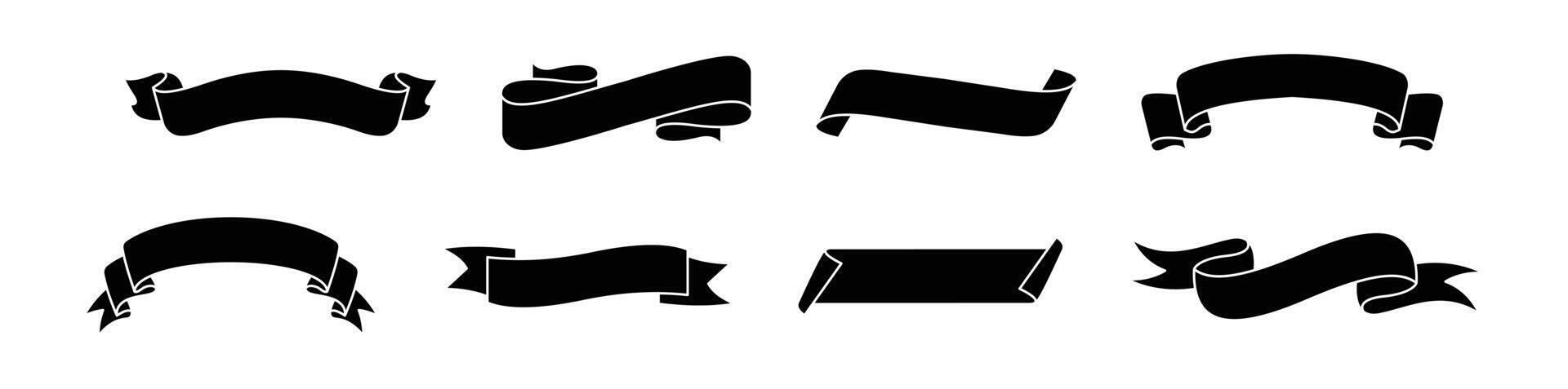 Black ribbon icon badge set for design vector