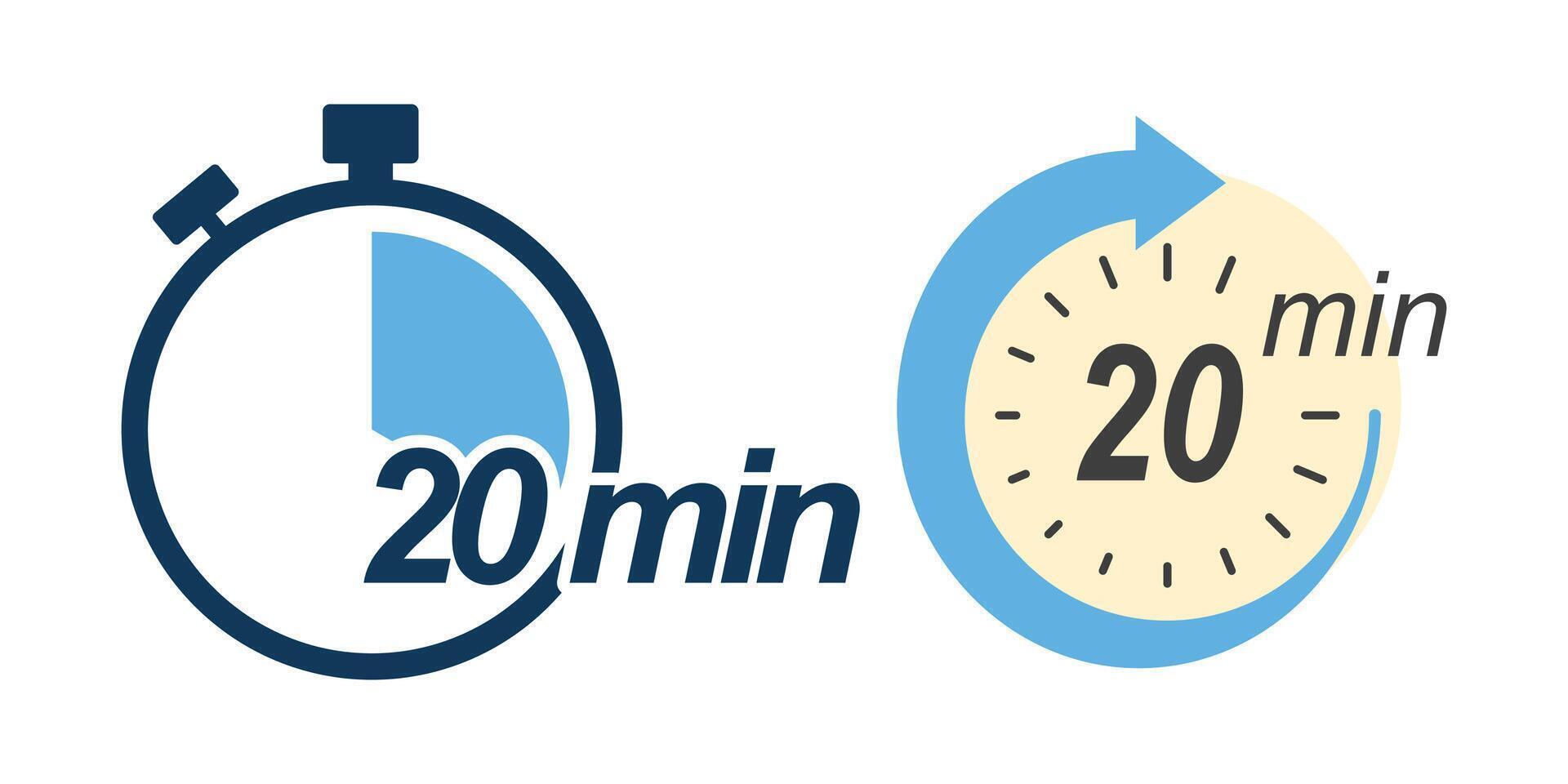 Flat icon showing twenty minutes time clock vector
