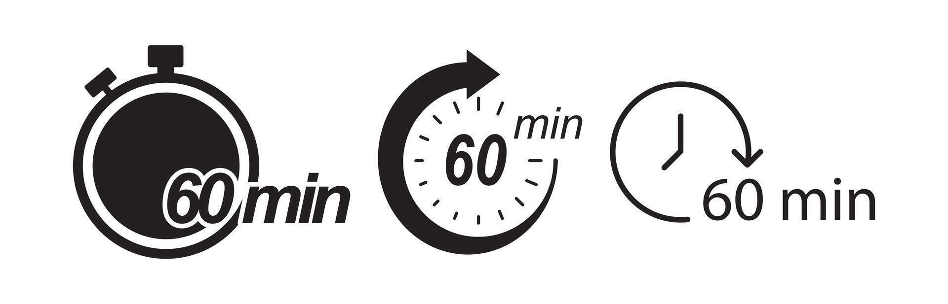 Black style icon showing sixty minutes time vector