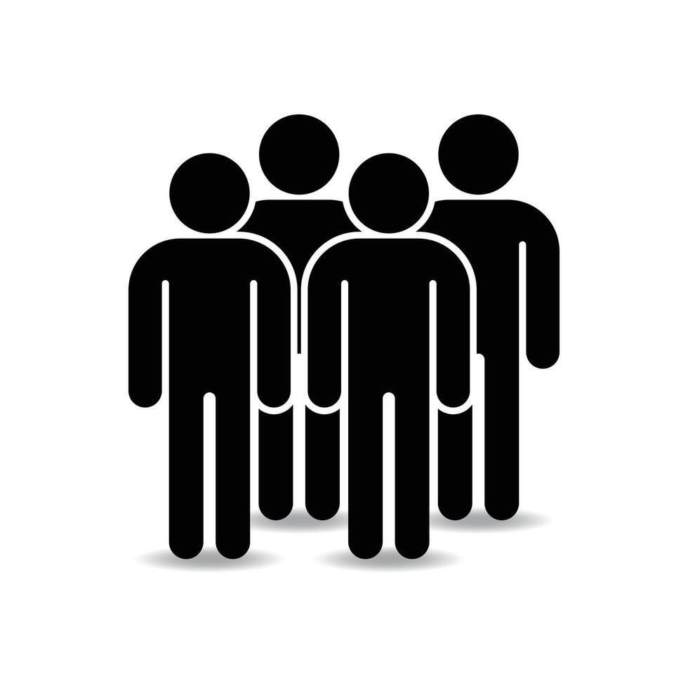 Icon showing four people standing together in a group vector