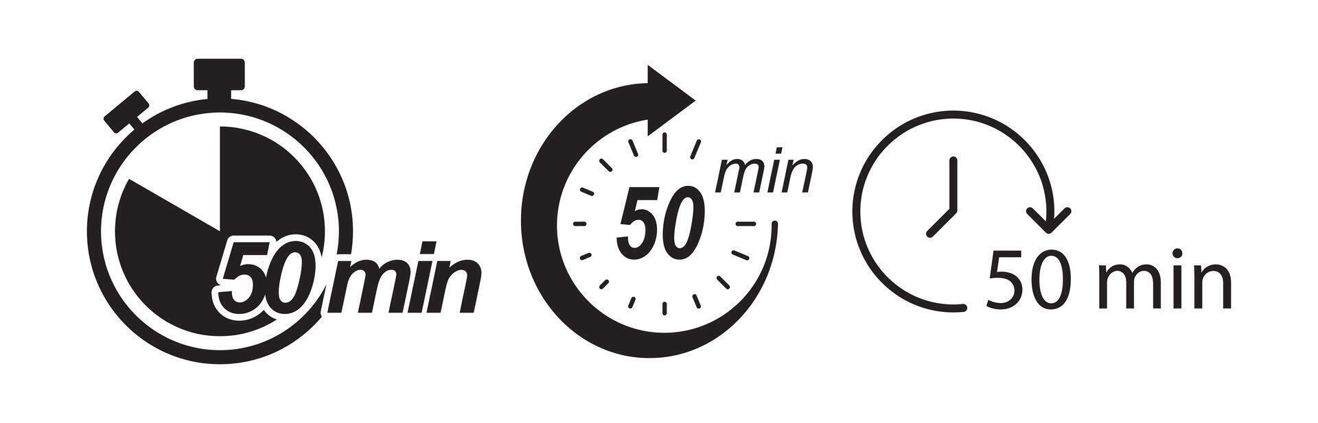 Black icon showing fifty minutes countdown timer vector