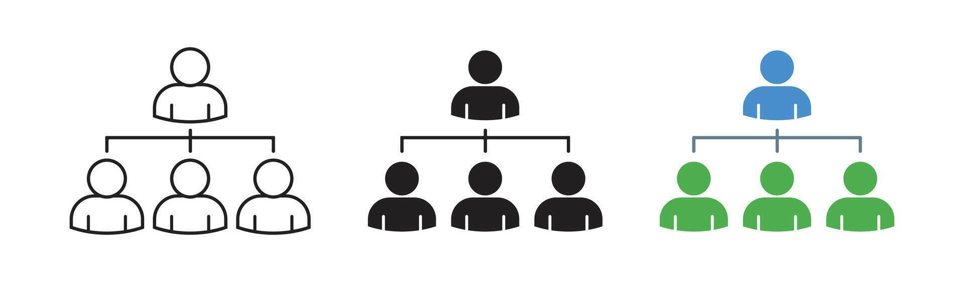 Set of hierarchy icons showing levels and connections in business vector